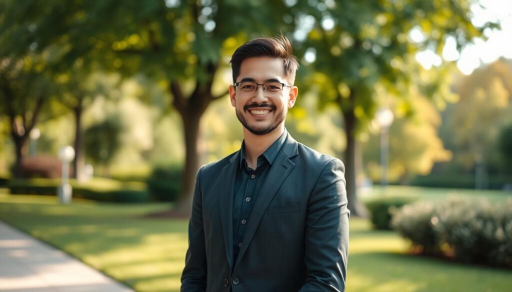 A portrait of a professional individual standing outdoors, showcasing the impressive effects of a smartphone telephoto lens. The foreground features the person, dressed in smart casual attire, smiling and confidently facing the camera. The middle ground emphasizes the slight bokeh effect, highlighting the subject while softly blurring the surrounding greenery. The background reveals a picturesque park with soft natural lighting, accentuating the vibrant colors of nature. The image is taken from a slightly lower angle to emphasize depth, giving a sense of intimacy and engagement with the viewer. The overall mood is inviting and professional, reflecting the capabilities of smartphone telephoto photography in real-world scenarios. A portrait of a professional individual standing outdoors, showcasing the impressive effects of a smartphone telephoto lens. The foreground features the person, dressed in smart casual attire, smiling and confidently facing the camera. The middle ground emphasizes the slight bokeh effect, highlighting the subject while softly blurring the surrounding greenery. The background reveals a picturesque park with soft natural lighting, accentuating the vibrant colors of nature. The image is taken from a slightly lower angle to emphasize depth, giving a sense of intimacy and engagement with the viewer. The overall mood is inviting and professional, reflecting the capabilities of smartphone telephoto photography in real-world scenarios.